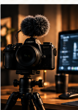 Camera and creative workspace representing Content and Campaigns